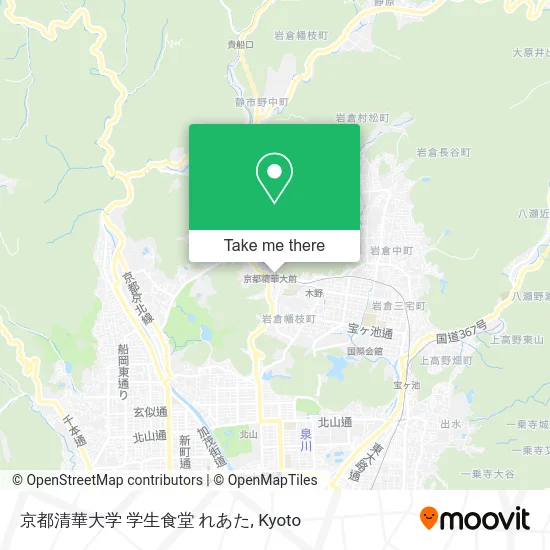京都清華大学 学生食堂 れあた map