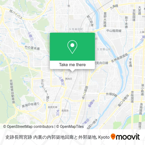 史跡長岡宮跡 内裏の内郭築地回廊と外郭築地 map