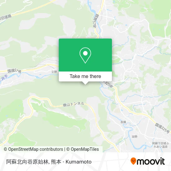 阿蘇北向谷原始林 map