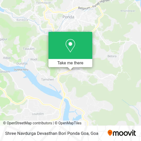 Shree Navdurga Devasthan Bori Ponda Goa map