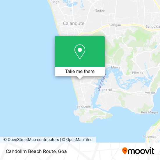 Candolim Beach Route map