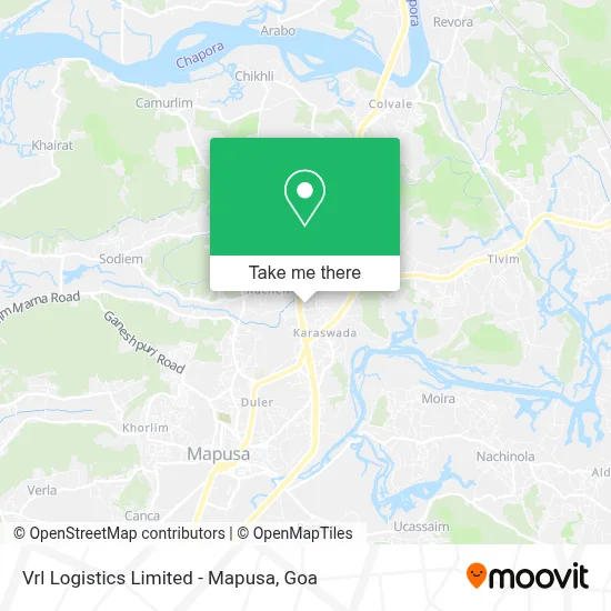 Vrl Logistics Limited - Mapusa map
