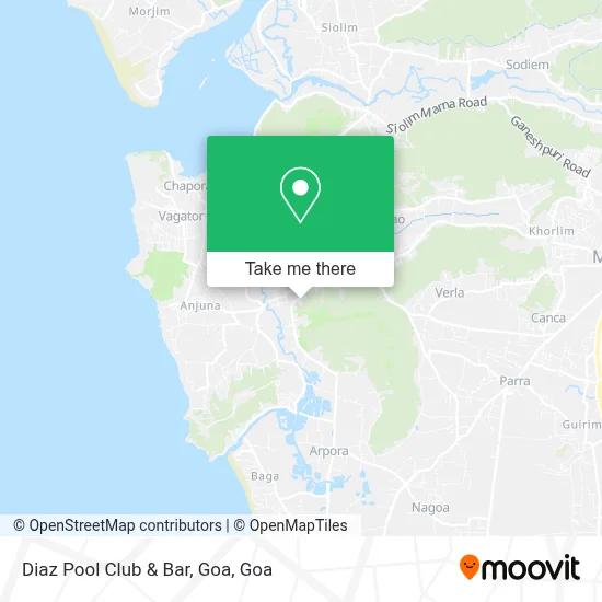 Diaz Pool Club & Bar, Goa map