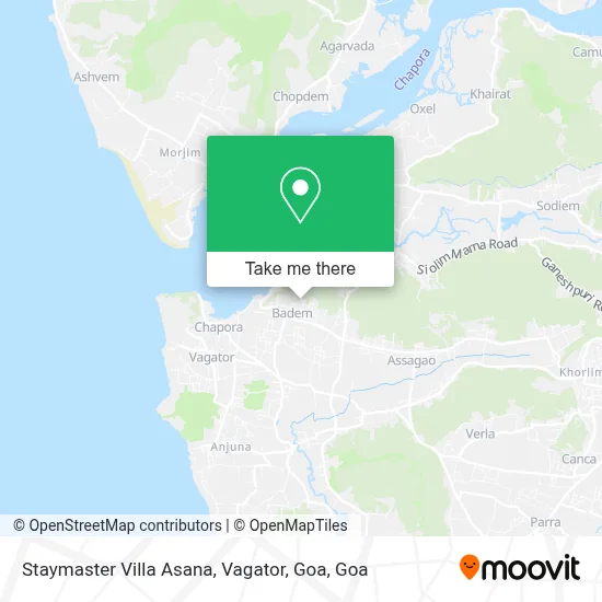 Staymaster Villa Asana, Vagator, Goa map