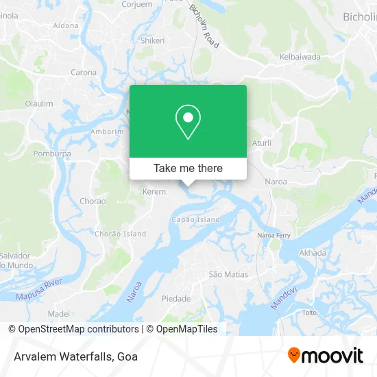 Arvalem Waterfalls map