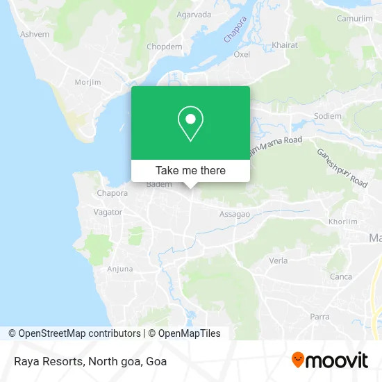 Raya Resorts, North goa map