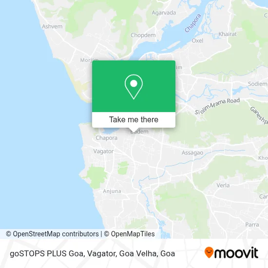 goSTOPS PLUS Goa, Vagator, Goa Velha map
