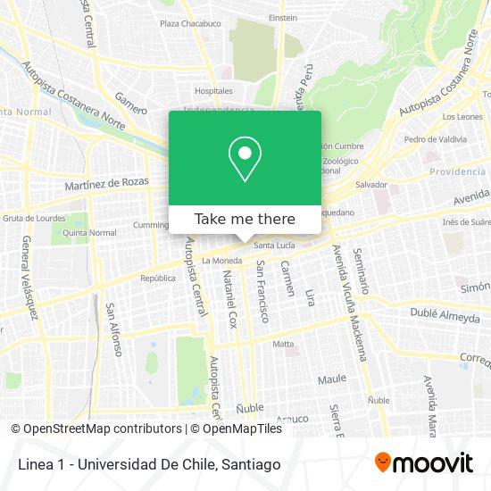 Linea 1 - Universidad De Chile map