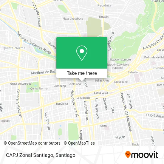 CAPJ Zonal Santiago map