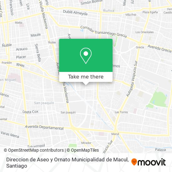Mapa de Direccion de Aseo y Ornato Municipalidad de Macul