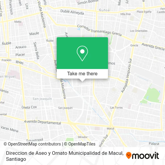 Direccion de Aseo y Ornato Municipalidad de Macul map