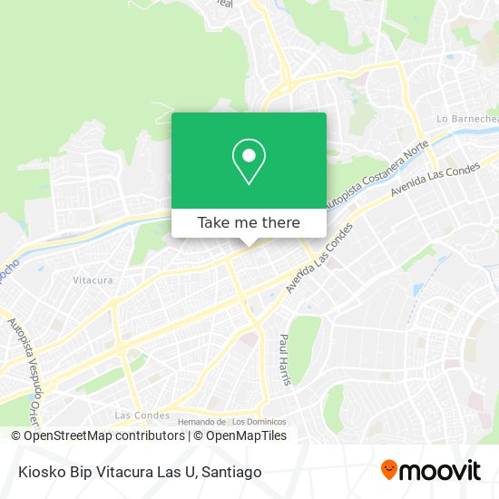 Mapa de Kiosko Bip Vitacura Las U