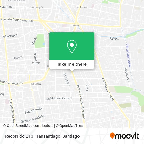 Recorrido E13 Transantiago map