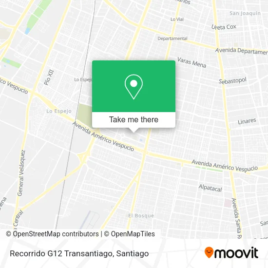 Recorrido G12 Transantiago map