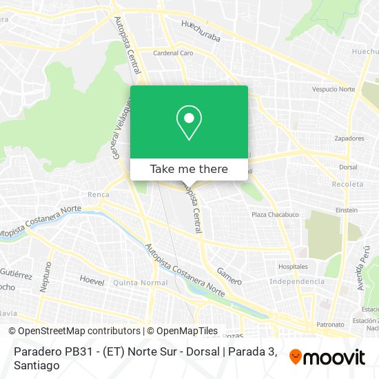Paradero PB31 - (ET) Norte Sur - Dorsal | Parada 3 map