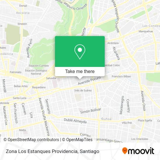 Zona Los Estanques Providencia map