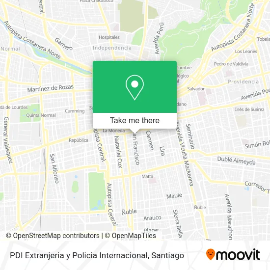 PDI Extranjeria y Policia Internacional map