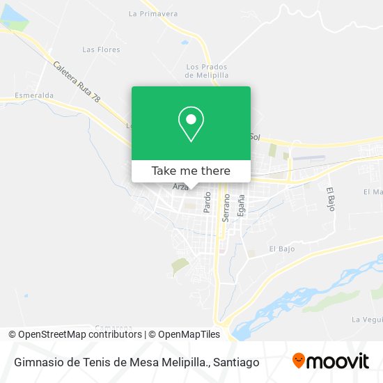 Mapa de Gimnasio de Tenis de Mesa Melipilla.