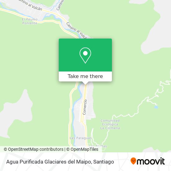 Mapa de Agua Purificada Glaciares del Maipo