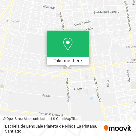 Mapa de Escuela de Lenguaje Planeta de Niños La Pintana