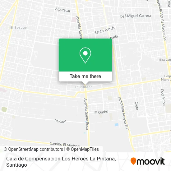 Mapa de Caja de Compensación Los Héroes La Pintana