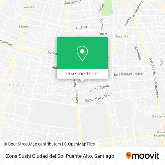 Zona Sushi Ciudad del Sol Puente Alto map