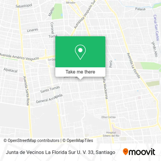 Junta de Vecinos La Florida Sur U. V. 33 map