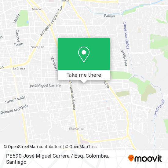 PE590-José Miguel Carrera / Esq. Colombia map