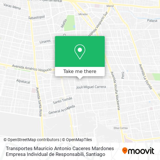 Mapa de Transportes Mauricio Antonio Caceres Mardones Empresa Individual de Responsabili