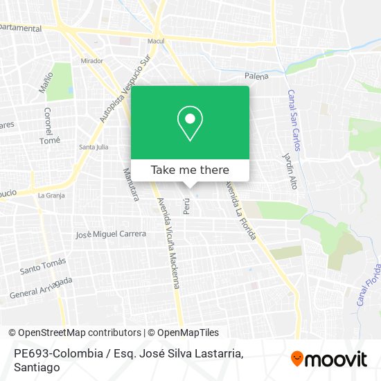 PE693-Colombia / Esq. José Silva Lastarria map