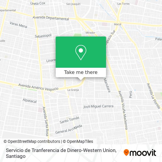 Mapa de Servicio de Tranferencia de Dinero-Western Union