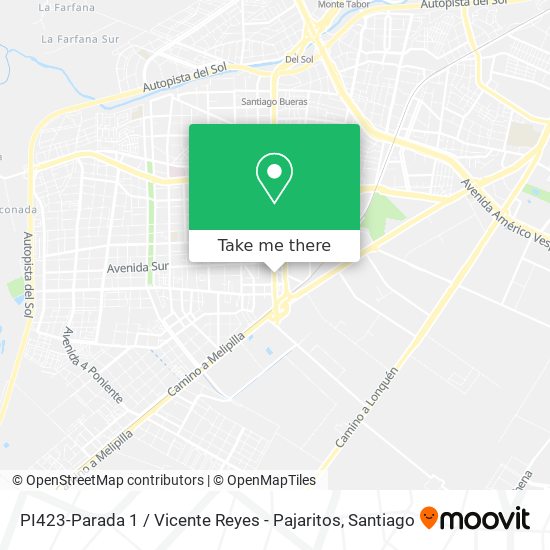 Mapa de PI423-Parada 1 / Vicente Reyes - Pajaritos