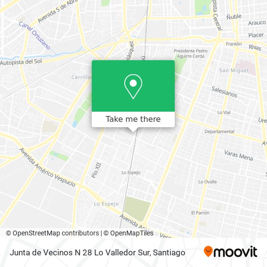 Mapa de Junta de Vecinos N 28 Lo Valledor Sur