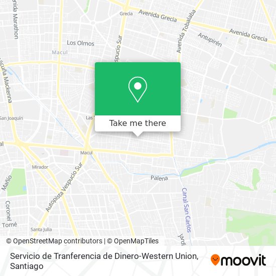 Mapa de Servicio de Tranferencia de Dinero-Western Union