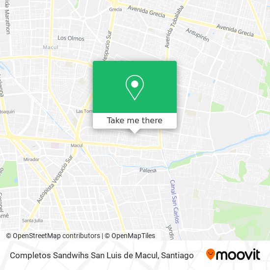 Mapa de Completos Sandwihs San Luis de Macul