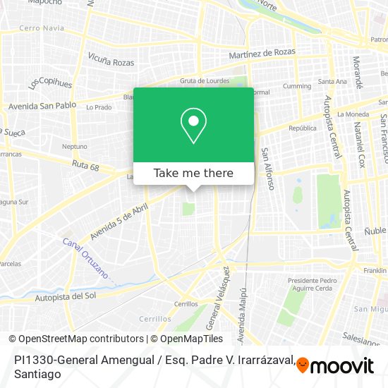 Mapa de PI1330-General Amengual / Esq. Padre V. Irarrázaval