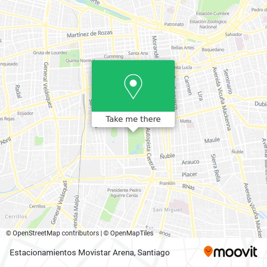 Estacionamientos Movistar Arena map