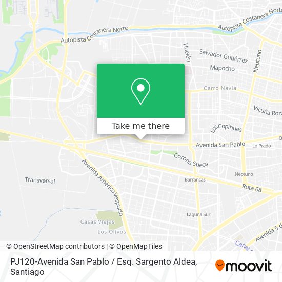 Mapa de PJ120-Avenida San Pablo / Esq. Sargento Aldea