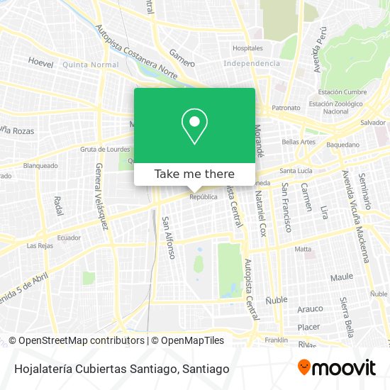 Mapa de Hojalatería Cubiertas Santiago