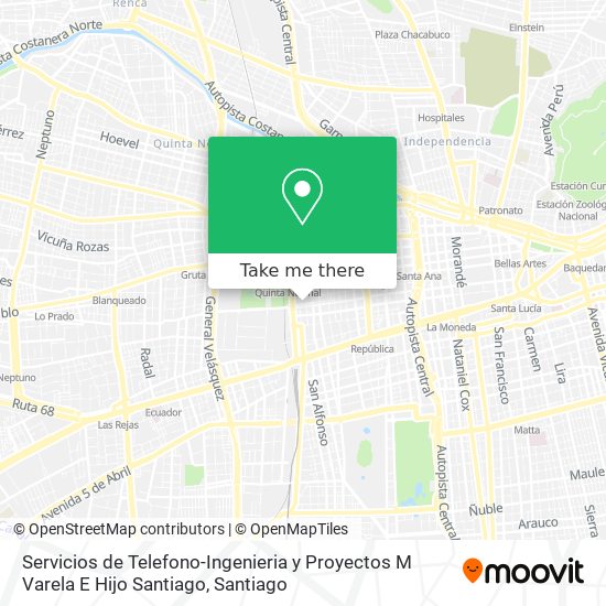 Mapa de Servicios de Telefono-Ingenieria y Proyectos M Varela E Hijo Santiago