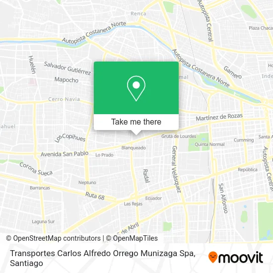 Transportes Carlos Alfredo Orrego Munizaga Spa map