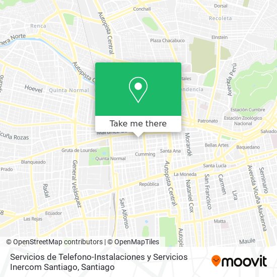 Mapa de Servicios de Telefono-Instalaciones y Servicios Inercom Santiago