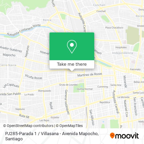 PJ285-Parada 1 / Villasana - Avenida Mapocho map