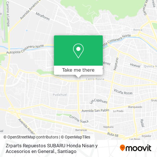 Mapa de Zrparts Repuestos SUBARU Honda Nisan y Accesorios en General.