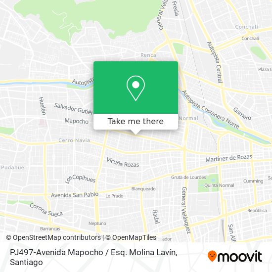 Mapa de PJ497-Avenida Mapocho / Esq. Molina Lavín