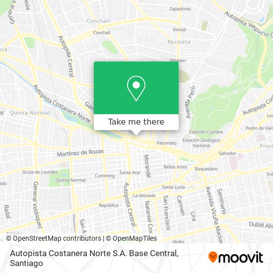 Autopista Costanera Norte S.A. Base Central map