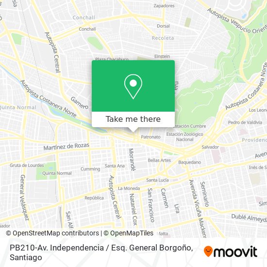 PB210-Av. Independencia / Esq. General Borgoño map