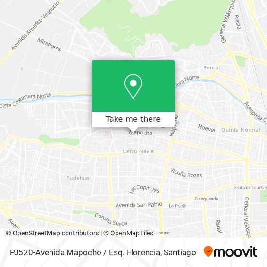 PJ520-Avenida Mapocho / Esq. Florencia map