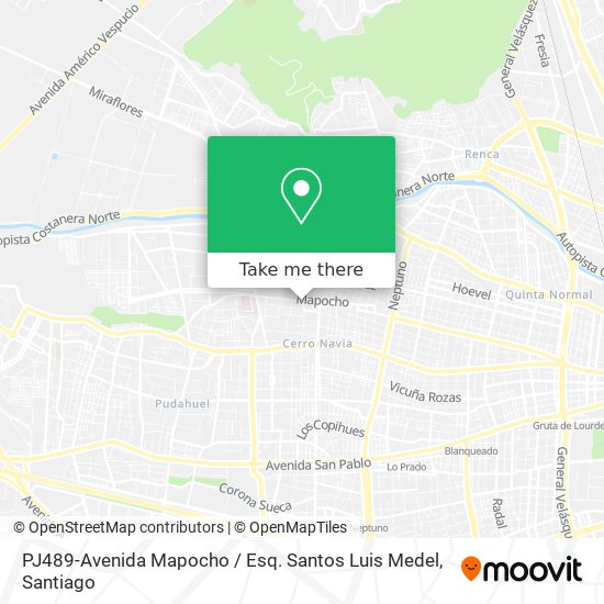 PJ489-Avenida Mapocho / Esq. Santos Luis Medel map