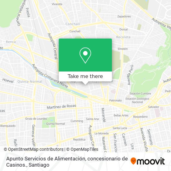 Mapa de Apunto Servicios de Alimentación, concesionario de Casinos.